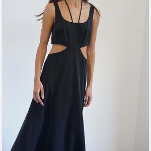 NWT LNA Black Lorelei Cut Out Sleeveless Maxi Dress in Pirate Black XS